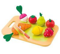 Hachoir Fruits et Lègumes (9pcs) | Sevi | Jeux en Bois pour Enfants. Faux Fruits à Couper. Méthode créative Montessori | 27x18cm | Jeux d'imitation | modèle 82320