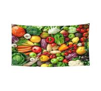 Fruits et légumes frais - Bannière imprimée pour festival - Décoration d'extérieur résistante aux UV et à la décoloration - Pour les salons commerciaux et les événements de jardin - Drapeau