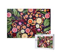 Fruits et légumes Vivants végétaliens à Imprimer,Puzzle Familial en Bois de 1 000 pièces pour Adultes et Adolescents, décoration d'intérieur