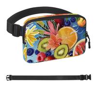 Fruits of summer Sac banane pour homme et femme, sac banane avec poches à fermeture éclair, sac de taille imperméable avec sangle réglable pour l'entraînement, la course, les voyages, la randonnée,