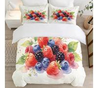 Fruits Peints Housse de Couette 150x200 Parures de Lit 1 Personne Imprimé 3D Microfibre Douce Enfants, Garçons et Filles Housses Couette avec 2 Taies d'oreiller et Fermeture Éclair l.820
