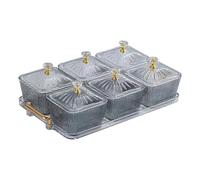 Fruits séchés Snack Plateau de service Apéritif Plateau de service polyvalent 6 bols Bols de service divisés, TransparentGris