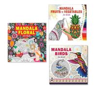 Fruits & Vegetables + Unique Floral + Amazing Creative Birds Art Designs Colouring Books For Kids | Healthy Food Art | Floral Patterns | Birds Illustrations | Nature Designs | Fun Coloring | Creative