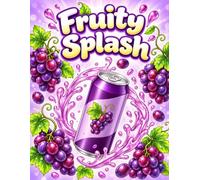 Fruity Splash: A Fruit Drinks Coloring Book for Adults and Teens Featuring 40 Refreshing Bottles, Cans, Cartons, and Dynamic Splash Designs
