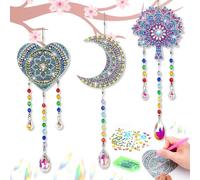 Frundoo Diamond Painting Arbre Suspendre, 3 Pièces 5D DIY Broderie Diamant Kit Complet, Diamond Painting Attrape Rêve Enfants, Diamond Painting Fille, Jouets Cadeaux Créatifs pour Garçons et Fille