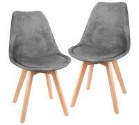 FRUOGO Lot de 2 chaises de Salle à Manger avec Pied en hêtre Massif de 29 mm d'épaisseur,Le Tissu est Une Imitation Daim Chaise, Chaises de Cuisine scandinaves rembourrées Chaise rembourrée