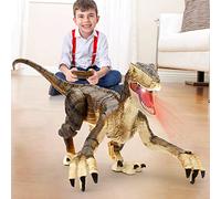 FRUSE Dinosaure Télécommandé Jouet Electrique 2.4 GHz avec LED Lumineux,Marchent et Rugissent,Velociraptor Telecommande pour Enfants 3 4 5 6 7 8 9 Ans