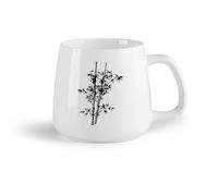 Fruta de cerámica Taza de Cerámica para Regalo, Taza para Latte con Asa Bosque de bambú chino （14oz/400ml） Apto para lavavajillas y microondas, para la oficina y el hogar