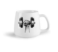 Fruta de cerámica Taza de porcelana Gimnasio con mancuernas de mano, ejercicio, levantamiento de pesas, estudio deportivo （14oz/400ml） Para la oficina y el hogar