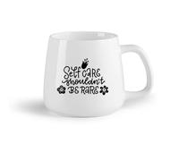 Fruta de cerámica Tazas blancas Letras abstractas lindas, cita motivacional, el autocuidado no debería ser raro, decorado con flores, bueno （14oz/400ml） Para hombres y mujeres
