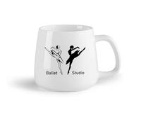 Fruta de cerámica Tazas blancas Logotipo del estudio de ballet Bailarina Bailarina de puntas Estudio de danza （14oz/400ml） Apto para microondas