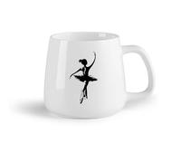 Fruta de cerámica Tazas blancas Patrón de niña de ballet Zapatos de punta de baile para niña Escuela de ballet （14oz/400ml） Apto para microondas