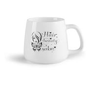 Fruta de cerámica Tazas blancas Salón de uñas Salón de uñas Salón de belleza Manicurista Esmalte de uñas Letrero de tienda de uñas Letrero de barbería （14oz/400ml） Gran regalo para parejas