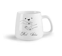 Fruta de cerámica Tazas con Asas Cómodas Salón de uñas Salón de uñas Un par de manos y una mariposa （14oz/400ml） Regalo único de oficina para mujeres y hombres