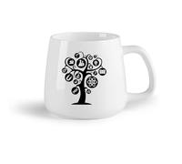 Fruta de cerámica Tazas de Cerámica con Asas Árbol de la Ciencia Sala de Niños Laboratorio de Ciencias Escuela （14oz/400ml） Restaurante, oficina