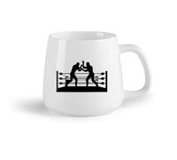 Fruta de cerámica Tazas de gres para café y té imagen de un combate de boxeo con un hombre en un ring （14oz/400ml） Para cafetería o restaurante