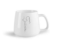Fruta de cerámica Tazas de gres para café y té Retrato de pareja abstracto de línea simple con atractivo sexual （14oz/400ml） Para la oficina y el hogar