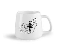 Fruta de cerámica Tazas Geniales Cita de "Nacida para bailar" Bailarina de estudio de baile con cinta （14oz/400ml） Para té, café, infusión caliente