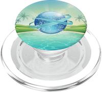 Frutiger Aero y2k Aesthetic Palm Trees Cyber Beach World PopSockets PopGrip pour MagSafe