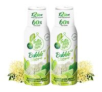 FruttaMax Sirop de Fleur de Sureau Sans Sucre - 60% de Fruit Réel | Sirop à Faible Teneur en Calories pour Sodas, Cocktails & Desserts - 2 x 500 ml