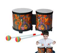 Fruusv Bongo Drum,Bongo Drums pour | Jouet musical mignon de tambour à main | Instruments de musique en bois mignons avec 2 baguettes colorées, cadeau d'anniversaire de Noël
