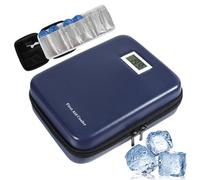 Fruusv Cooler Box, Medical Pen Storage Bag, Long Lasting Ice Retention, Digital Temperature Monitor, Portable Medication Carrier, Sleek Gray Color, Excellent for Travel Business and Camping