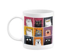 Fruusv Cute Cat Mug, Fun Ceramic Coffee Cup, 350ml Drinkware with Anti Slip Handle, Ceramic Mug, Coffee Cup with Easy Grip, Tea Cups for Hot Cold Drinks Birthday Party Home Office