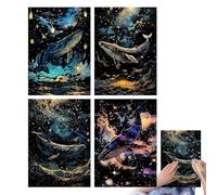 Fruusv Kit de papier à gratter arc-en- - Kit de peinture à gratter phosphorescente pour garçons, filles, adolescents, et adultes