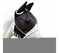 Fruusv Masque Anti-Mouches Cheval,Tissu Respirant Protection UV - avec Oreilles, Sangle élastique, Masque oculaire Demi-Visage pour équidés | pour Écurie Ferme Prairie Extérieur