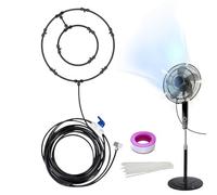 Fruusv Outdoor Cooling Fan Mister Kit, Air Purification Multi Nozzle Sprayer, Includes Flexible Hose, Excellent for Dog Kennel Bbq Patio Garden Event Tents Backyard Summer Gatherings