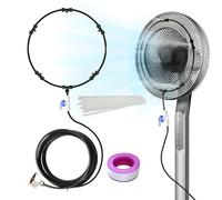 Fruusv Outdoor Cooling Fan Mister Kit, Air Purification Multi Nozzle Sprayer, Includes Flexible Hose, Excellent for Dog Kennel Bbq Patio Garden Event Tents Backyard Summer Gatherings