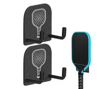Fruusv Support mural pour raquette de pickleball, sans perçage, 2 pièces de rangement d'équipement de sport, crochets utilitaires pour intérieur, garage, chambre, gymnases, entraînement, 5,4 x 4,5 x