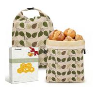 Fruzmzk Sacs à Pain Réutilisables en Cire d'Abeille 43 x 33 cm Lot de 2 | Doublure en cire d’abeille naturelle; respirant, lavable et réutilisable pour le pain au levain et le pain fait maison