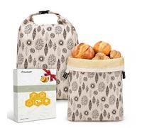 Fruzmzk Sacs à Pain Réutilisables en Cire d'Abeille 43 x 33 cm Lot de 2 | Doublure en cire d’abeille naturelle; respirant, lavable et réutilisable pour le pain au levain et le pain fait maison