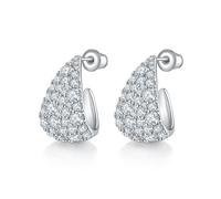 Frwiskp Boucles d'oreilles créoles en or blanc 14 carats pour femme - Boucles d'oreilles créoles légères pour femme - 20 mm, 30 mm, 40 mm - Boucles d'oreilles pendantes tendance en oxyde de zirconium