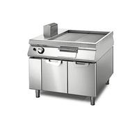 Fry Top Gaz Chromée ½ Lisse ½ Nervurée sur Coffre avec Portes, Tableau de Contrôle sur Deux Côtés Virtus