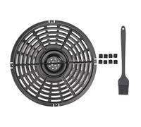 Fryer Grill Panneau de remplacement de plaque de cimette antiadhésive avec manche de brosse en silicone pour restauration de cuisine rond en acier inoxydable 5.1oz (22 cm)