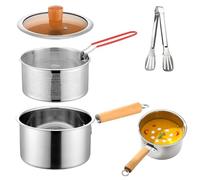 Fryer Pot - 7,09 pouces en acier inoxydable pour la cuisson profonde croustillante, conception de passoire à huile avec panier et poignée résistante à la chaleur, ustensiles de cuisine polyvalents