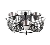 Frying Compartment Basket Rotating Square Serving Basket With Sauce Cup | Rotating Square Frying Basket With Divider And Sauce Cup For Serving French Fries, Fried Chicken And Appetizers At Home