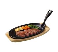 Frying Pan - Smooth Cast Iron Skillet - Wood Handle - Kitchen Cookware | Iron Skillet Steak Pan Home Restaurant Kitchen Indoor BBQ Camping Party Oven Fish Bacon Meat