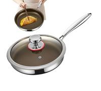 Frying Pans Nonstick - Cooking Skillet for Electric Induction Stove Oven | Titanium Alloy with Lid, Large Non Stick Pan for Omelette Egg Meals, Smooth Heating Surfaces for Home Kitchen,Stainless Steel
