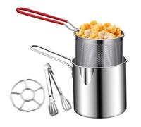 Frying Pot, Stainless Steel Frying Basket, Steaming Pot for Easy Cooking, Sturdy Strainer Basket with Handle, Kitchen Cookware for Home Restaurant RV Catering Truck Chicken Fillet French Fries