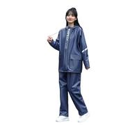Fryloo Cape De Pluie Ensemble Combinaison Imperméable Unisexe, Léger Réutilisable avec Pantalon, Mac Réfléchissant Pliable pour Le Cyclisme, La Randonnée Et Les Aventures en Plein Air-Bleu