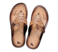 Fryloo Chaussons Tongs pour Hommes, Cuir Fait À La Main Grande Taille Été Chaussures De Plage Confort Respirant Antidérapant Large Pieds en Plein Air