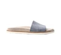 Fryloo Chaussons Tongs pour Hommes, Daim Doux Cuir Décontracté Été Chaussures De Plage Douces Coussinées Semelle Plat Confort Marche Quotidiennes