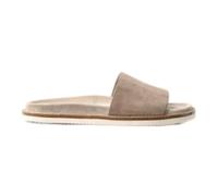 Fryloo Chaussons Tongs pour Hommes, Daim Doux Cuir Décontracté Été Chaussures De Plage Douces Coussinées Semelle Plat Confort Marche Quotidiennes