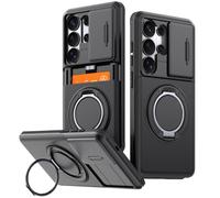Fryloo Coque téléphone, étui téléphone pour Galaxy S26 S25 S24 S23 S22 Ultra Plus S25fe S24fe Slide Camera Protect Ring Holder avec Couverture De Carte Funda