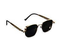 Fryloo Lunettes de Soleil Petites Carrées Unisexes Vintage Uv400, Verres Anti-éblouissement avec Monture Rectangulaire en Métal pour La Conduite-c4