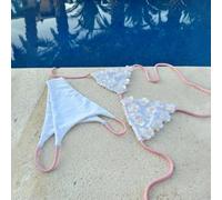 Fryloo Maillot de Bain Femmes 3D Fleur Bikini Set, Triangle Halter Top & Brésilien Bottom, Maillots Floraux pour La Plage Piscine Vacances D'été-Only Have Bikini_f-m