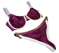 Fryloo Maillot de Bain Femmes Gradient Underwire Bikini, Taille Basse Cravate Brésilienne Côté, Ombre Marron Pousser pour Les Vacances La Plage Piscine
